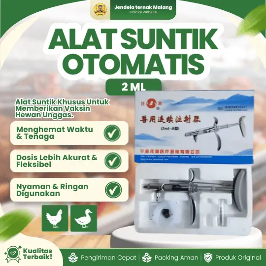 ALAT SUNTIK OTOMATIS 2 ML BAHAN STAINLIS – Alat Suntik Vaksin Otomatis Untuk Unggas, DLL.