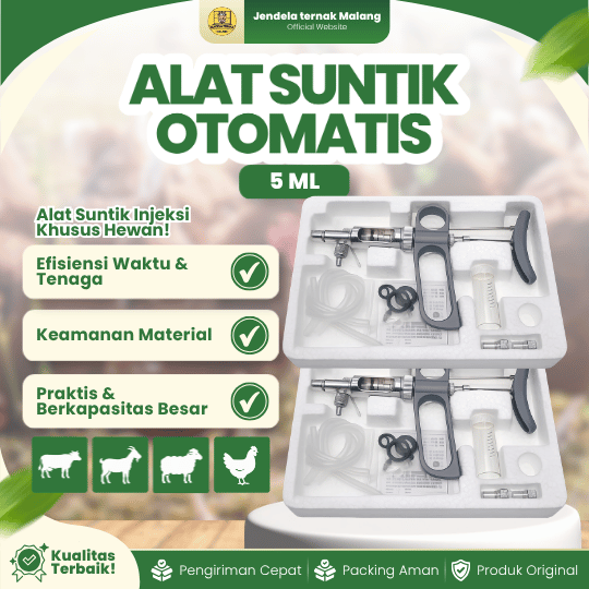 ALAT SUNTIK OTOMATIS 5 ML - Suntik Vaksin Hewan Kapasitas 5 ML Abu-Abu.