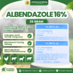 ALBEN 16% SERBUK 25 GRAM – Untuk Masalah Cacingan Pada Hewan Ternak Sapi Kerbau Kambing Domba Babi
