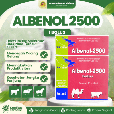 ALBENOL 2500 1 BOLUS ECER BY TMC – Best Seller Untuk Masalah Cacingan Hewan Ternak.