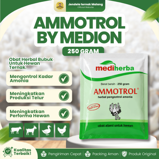 AMMOTROL 250 GRAM BY MEDION - Herbal Penghilang Dan Pengontrol Bau Kotoran Hewan Ternak Dan Unggas.