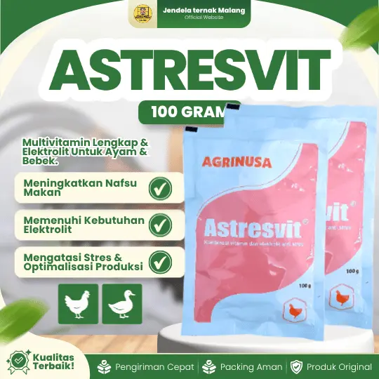 10 PCS ASTRESVIT 100 GRAM BY AGRINUSA LEBIH MURAH – Vitamin dan Elektrolit Untuk Unggas Ayam