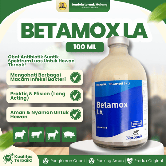 BETAMOX LA 100 ML -  Antibiotik Untuk Pencernaan Pada Hewan Ternak.