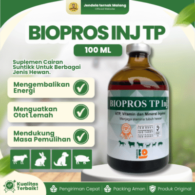 BIOPROS TP INJ. 100 ML BY VADCO – Vitamin Mineral Penguat Otot & Jaga Stamina Tubuh Hewan.