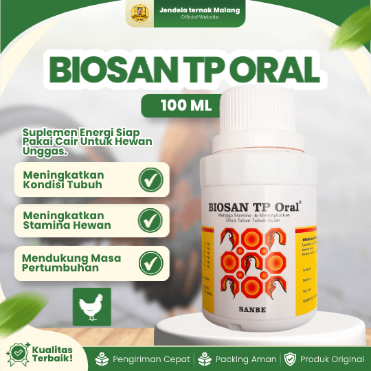 BIOSAN TP ORAL 100 ML - Vitamin Meningkatkan Dan Menjaga Stamina Daya Tahan Tubuh Ayam.