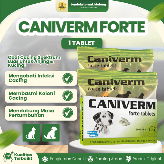 CANIVERM FORTE 1 TABLET BIOVETA - Untuk Masalah Cacingan Pada Hewan Peliharaan Kucing dan Anjing.