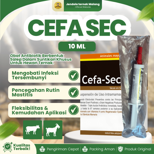 CEFA SEC 10 ML -  Untuk Mastitis, Masa Kering, Seperti Depolac Cloxa Ben Dry Cow.
