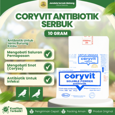 CORYVIT SERBUK 10 GRAM BY WONDER – Untuk Infeksi Pernafasan, Ngorok, Snot Pada Hewan.
