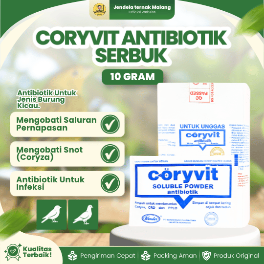 CORYVIT SERBUK 10 GRAM BY WONDER - Untuk Infeksi Pernafasan, Ngorok, Snot Pada Hewan.