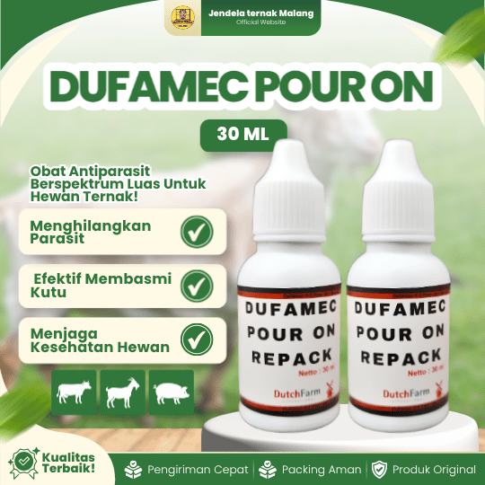 DUFAMEC POUR ON 30 ML - Anti Parasit, Kutu Dan Anti Cacingan Pada Hewan Ternak.