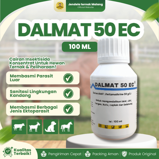 DALMAT 50 EC 100 ML - Untuk Membasmi Kutu Dan Serangga Pada Hewan Ternak, Peliharaan Dan Unggas.