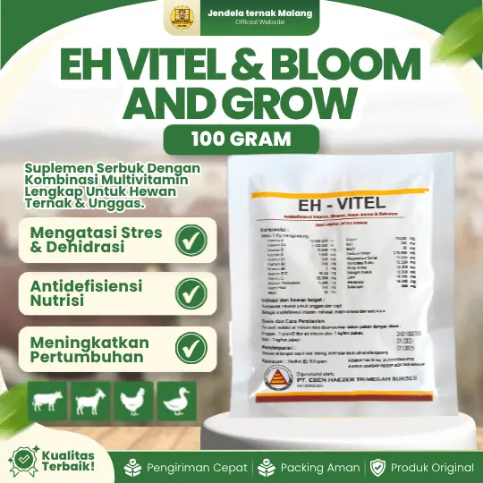 EH VITEL & BLOOM AND GROW 100 GRAM – Multivitamin Hewan Ternak Sapi, Kambing, Domba & Ayam, Dll.