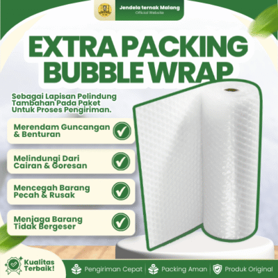 EXTRA PACKING BUBBLE WRAP – Untuk Keamanan Barang Selama Perjalanan.
