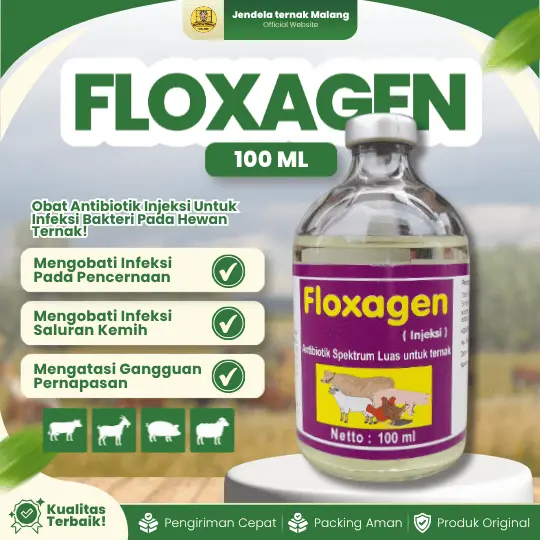 FLOXAGEN 100 ML – AB Untuk Pernafasan, Pencernaan dan Saluran Kemih PadaTernak.