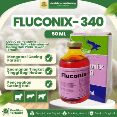 FLUCONIX- 340 50 ML –  Efektif Atasi Cacingan Hati Untuk Sapi, Kambing, Domba.