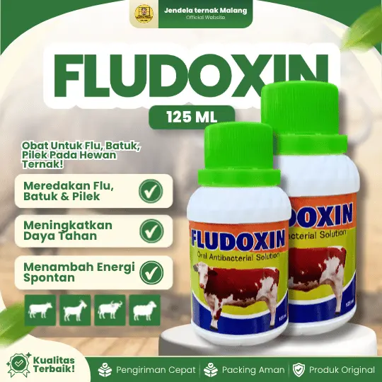 FLUDOXIN 125 ML – Atasi Flu, Batuk, Pilek Untuk Sapi, Kuda, Kambing, Dan Hewan Ternak Lainnya.