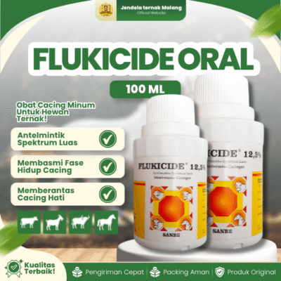 FLUKICIDE ORAL 100 ML – Untuk Cacingan Pada Sapi, Kerbau, Kambing Dan Hewan Ternak Lainnya.