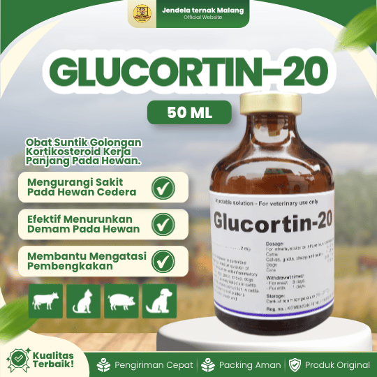 GLUCORTIN-20 50 ML - Analgesik, Anti Piretik Dan Anti Inflamasi Untuk Hewan Ternak.
