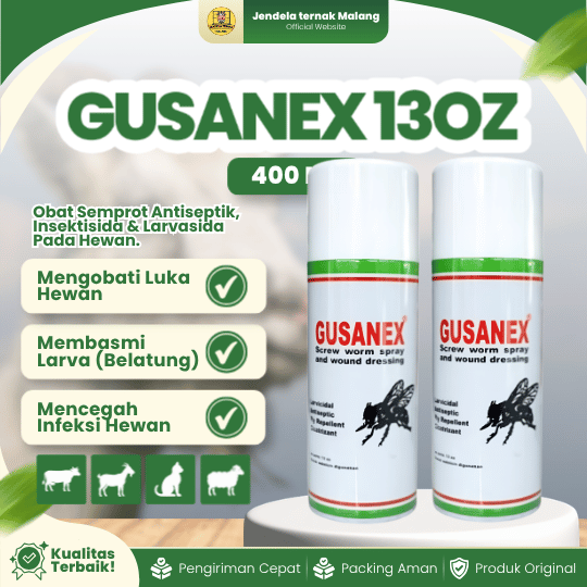 GUSANEX 13OZ - Pembasmi Larva Screw Worm Dan Mempercepat Proses Penyembuhan Luka Hewan.