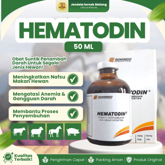 HEMATODIN 50 ML INJ - Untuk Penambah Dan Mempercepat Pertumbuhan Hewan Ternak Unggas.