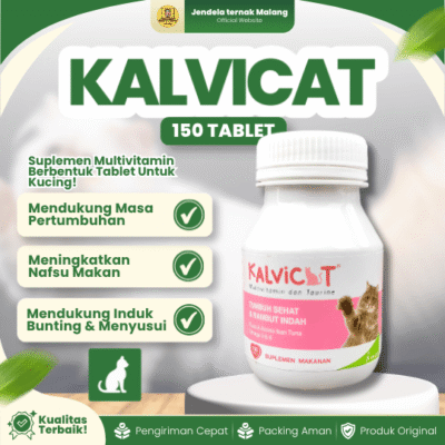 KALVICAT 150 TABLET BY KALBE – Multivitamin A, D3, E B1, B2, B3, B6, B12, Omega 3 & 6 Untuk Kucing.