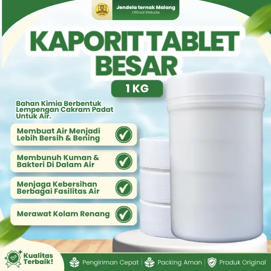 KAPORIT TABLET 1 KG – TC.CA 90% Tablet Besar, Menjernihkan Air Untuk Kolam Dll.