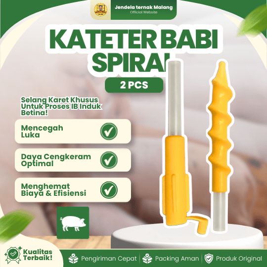 KATETER BABI SPIRAL - Alat IB Inseminasi Buatan Babi Karet Berkualitas.