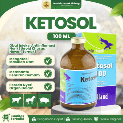KETOSOL 100 ML –  Untuk Atasi Demam, Peradangan, Nyeri, Mastitis Pada Hewan Ternak