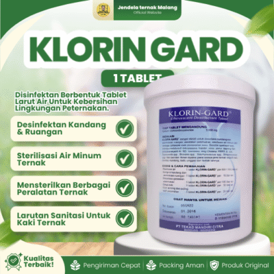 KLORIN GARD 1 TABLET CLORIN – Desinfektan Effervescen Kandang, Ruangan Dan Peralatan.