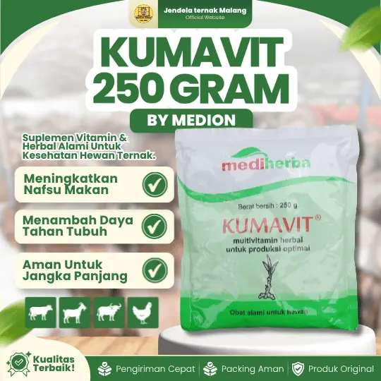 KUMAVIT 250 GRAM BY MEDION – Multivitamin Dan Herbal Penambah Nafsu Makan Hewan Ternak Kesayangan.