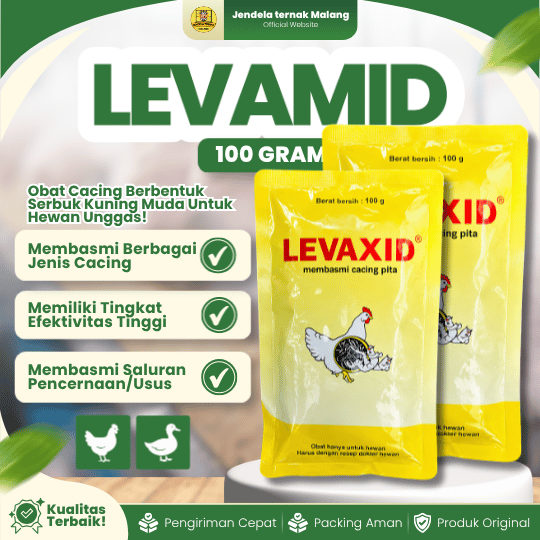 LEVAMID 100 GRAM - Ampuh Atasi Cacingan, Saluran pernapasan, Oxyspirura Mansoni Untuk Unggas.