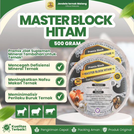 MASTER BLOCK HITAM 500 GRAM - Mineral Blok untuk Hewan Ternak Kambing Domba