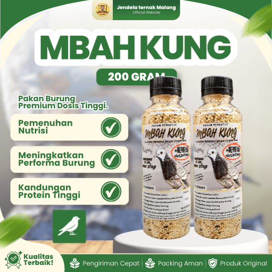 MBAH KUNG 200 GRAM - Pakan Burung Perkutut Meningkatkan Sistem Metabolisme Burung