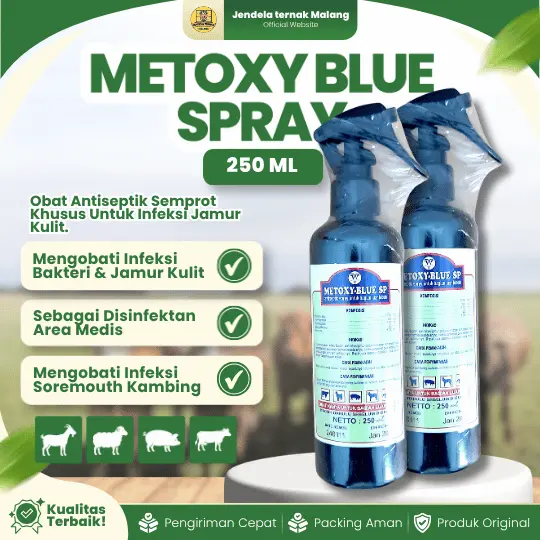 METOXY BLUE SPRAY 250 ML – Menyembuhkan Luka Spray Hewan Ternak.