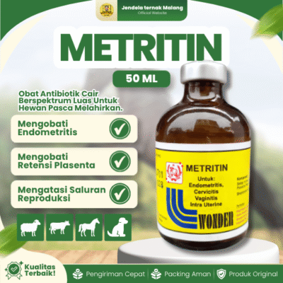 METRITIN 50 ML BY WONDER – Untuk Endometritin, Saluran Pencernaan & Reproduksi Hewan.