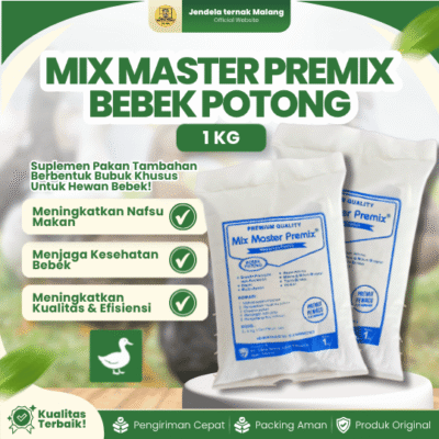 MIX MASTER PREMIX BEBEK POTONG 1 KG – Premix Suplemen Pakan Pemacu Pertumbuhan Bebek Potong Pedaging