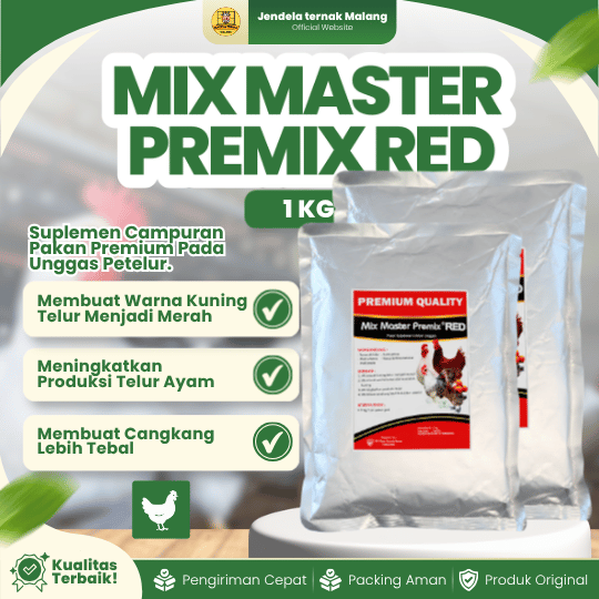 MIX MASTER PREMIX RED 1 KG - Pemerah Kuning Telur, Meningkatkan Produksi Telur Pada Ayam Dan Unggas.