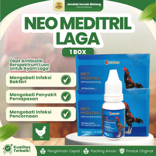 NEO MEDITRIL LAGA 15 ML 1 BOX (12 BOTOL) - Untuk Masalah Snot dan Ngorok Pada Ayam Unggas