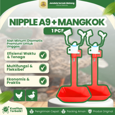 NIPPLE A9 + MANGKOK – Tempat Minum Untuk Ayam Broiler, Petelur, Unggas