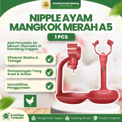 NIPPLE AYAM MANGKOK MERAH A5 – Tempat Minum Ideal Untuk Unggas Ayam Broiler Layer.