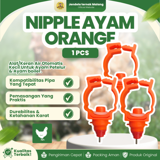 NIPPLE AYAM ORANGE ECER - Nipple Drinker Ball Type Untuk Ayam Atau Unggas Lainnya.