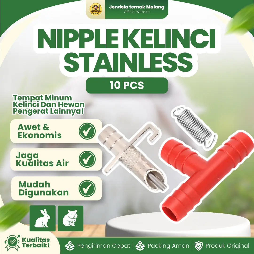 NIPPLE KELINCI STAINLES ISI 10 – Nipel Hamster Marmut Kelinci Otomatis