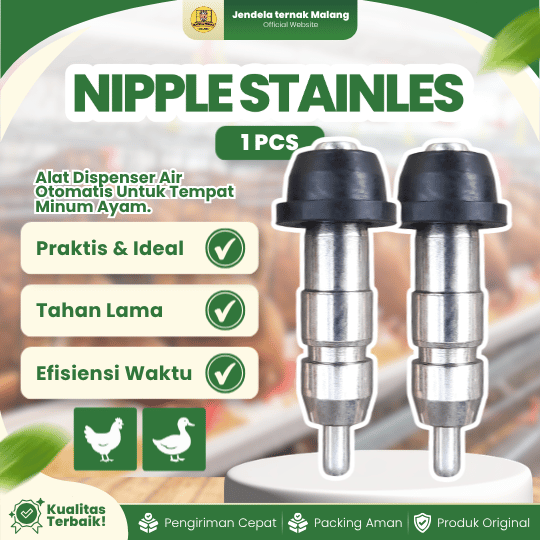 NIPPLE STAINLES - Nippel Puyuh Drinker Tempat Minum Ayam Dan Unggas Lainnya.