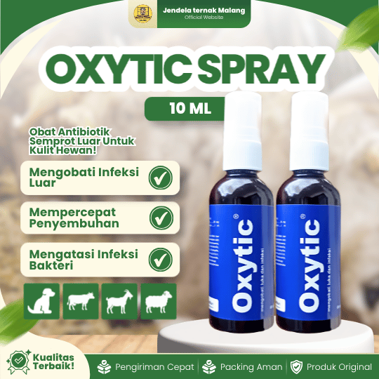OXYTIC SPRAY 60 ML - Untuk Masalah Luka & Kulit Hewan Ayam Sapi Kambing Domba Anjing Kucing