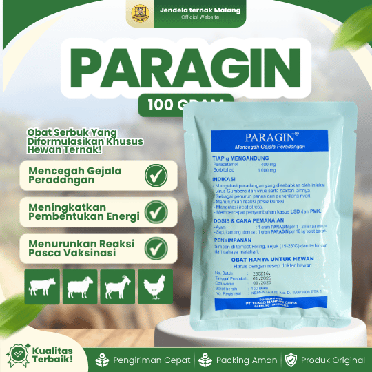 PARAGIN 100 GRAM -  Anti Peradangan Disebabkan Virus Dan Penurun Demam Dan Hewan Ternak.