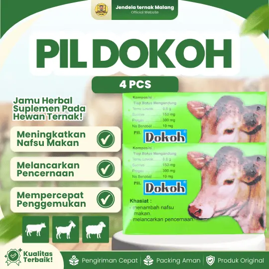 PIL DOKOH ISI 4 PCS – Jamu Penambah Selera Makan Sapi, Kerbau, Domba, Kambing by EKA FARMA.