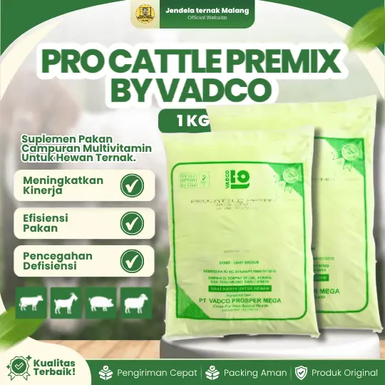 PRO CATTLE PREMIX 1 KG BY VADCO – Premix Vitamin Mineral Untuk Sapi, Kambing, Pedaging Lainnya.