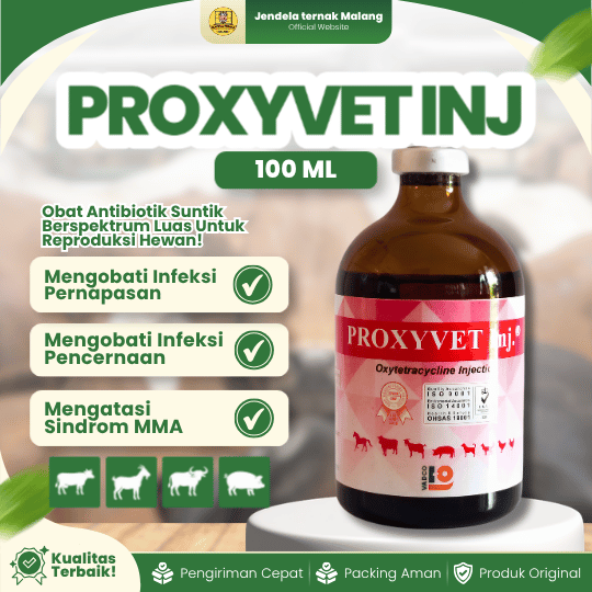 PROXYVET INJ 100 ML - AB Untuk Masalah Pernafasan dan Pencernaan Hewan Ternak