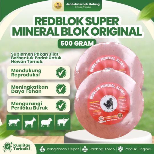 REDBLOK SUPER MINERAL BLOK ORIGINAL 500 GRAM - New Formula Red Block Premium Ternak.