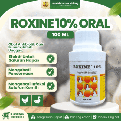 ROXINE 10% ORAL 100 ML – Antibiotik Pernafasan, CRD, Snot Dan Spektrum Luas.
